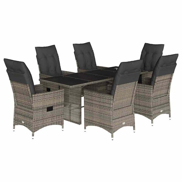 vidaXL Set da Pranzo da Giardino 7 pz con Cuscini in Polyrattan Grigio
