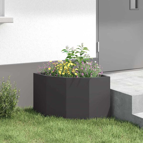 vidaXL Vaso d'angolo Nero 45 x 45 x 35 cm Acciaio