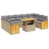 vidaXL Set Divano da Giardino 10 pz con Cuscini Beige in Polyrattan