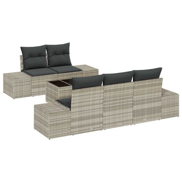 vidaXL Set Divano da Giardino 6 pcs Grigio chiaro polyrattan