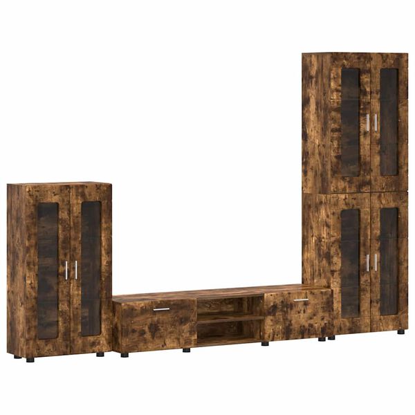 vidaXL Set mobile TV con cassetto Rovere fum&eacute; Legno multistrato