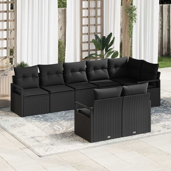 vidaXL Set di divani 8 pcs Nero polyrattan