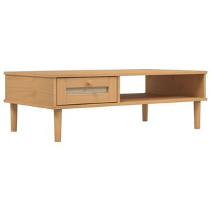 vidaXL Tavolino SENJA Aspetto Rattan Marrone 100x55x33 Legno Massello