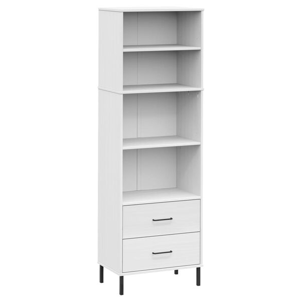 vidaXL Libreria con 2 Cassetti Bianco 60x35x180 cm Legno Massello OSLO