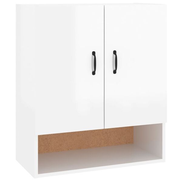 vidaXL Armadietto a Muro Bianco Lucido 60x31x70 cm Legno Multistrato