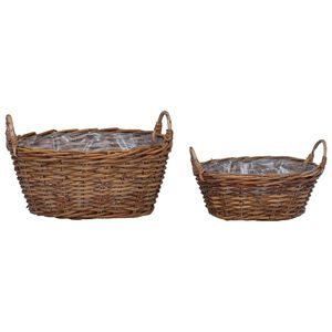 vidaXL Cesto per Piante con archiviazione 2 pcs Marrone Rattan Lacak