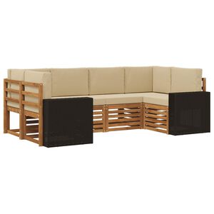 vidaXL Set divano sezionale 6 pcs Naturale e Beige Poliestere