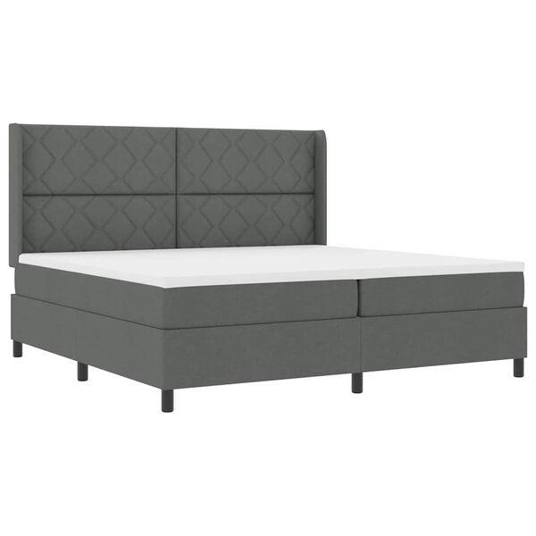 vidaXL Letto a molle con materasso Grigio scuro 200 x 200 cm Tessuto