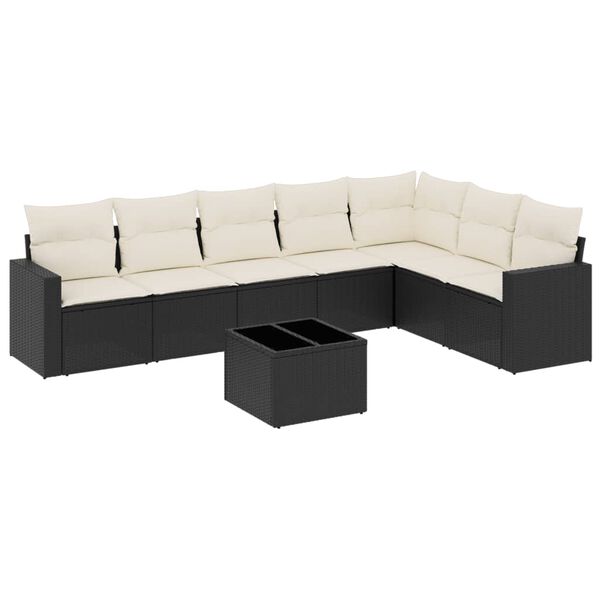 vidaXL Set Divani da Giardino con Cuscini 8 pz Nero in Polyrattan