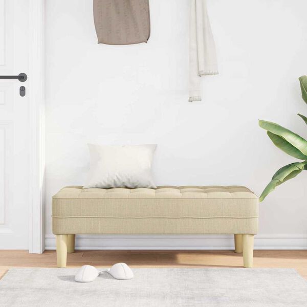 vidaXL panchina con cuscino Crema 113 x 57 x 39 cm Tessuto