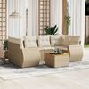 vidaXL Set Divani da Giardino 7 pz con Cuscini Beige in Polyrattan