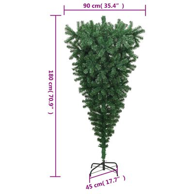 vidaXL Albero di Natale Artificiale Capovolto con Supporto Verde 180 cm PVC