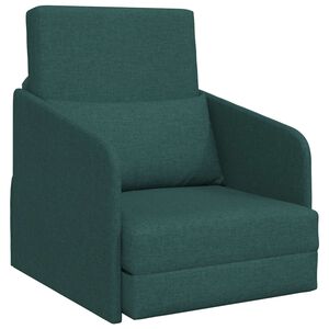 vidaXL Divano letto 60cm Verde Scuro Tessuto