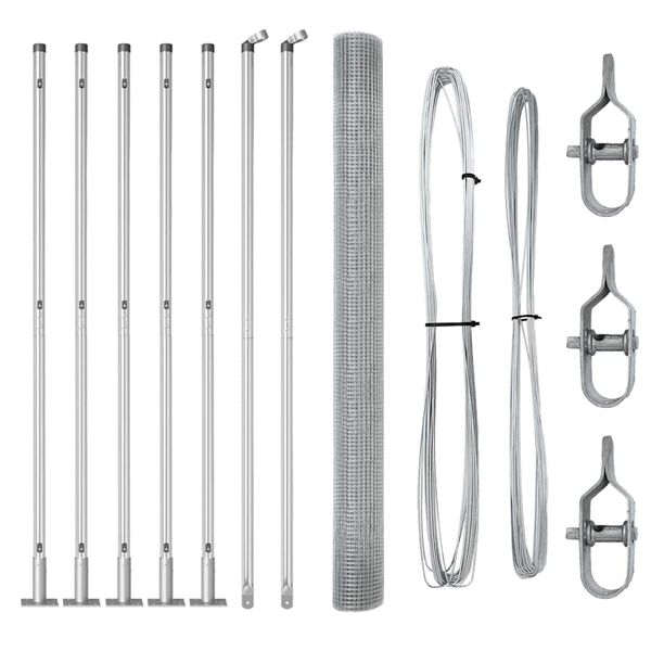 vidaXL Recinzione con pali. Argento 1.5 x 10 m Acciaio