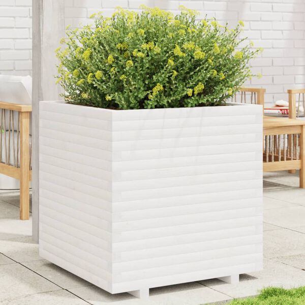 vidaXL Fioriera da Giardino Bianca 70x70x72,5cm Legno Massello di Pino