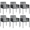 vidaXL Sedie Giardino con Cuscini 6 pz Nere 54x60,5x83,5 cm Polyrattan