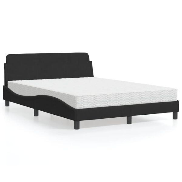 vidaXL Letto con Materasso Dover Nero 140x190 cm in Velluto