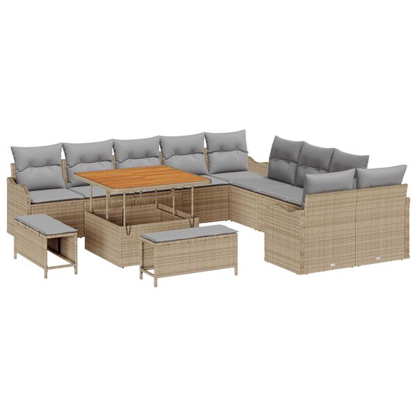 vidaXL Set Divano da Giardino 13 pcs Beige polyrattan
