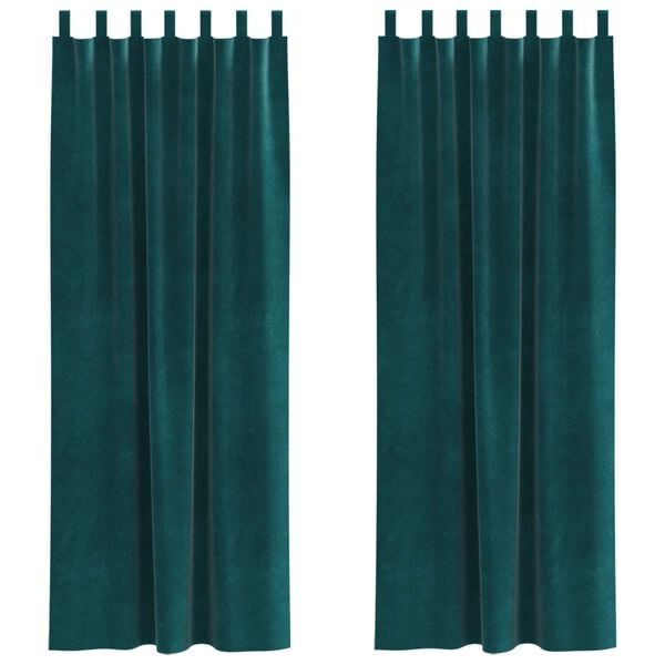vidaXL Tende oscuranti 2 pcs Verde Scuro 140 x 245 cm Velluto