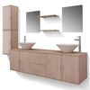 vidaXL Set Mobili da Bagno 11 pz con Lavabo e Rubinetto Beige