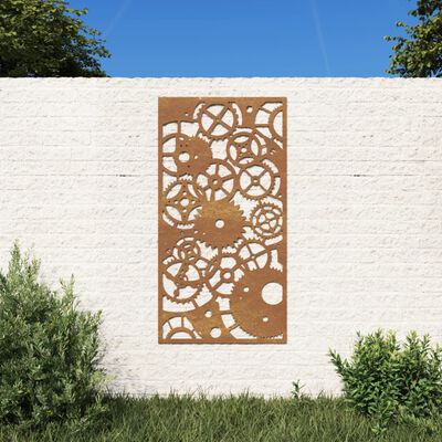 vidaXL Decorazione Muro Giardino 105x55 cm Ingranaggio Acciaio Corten