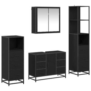 vidaXL Set di mobili per il bagno 4 pz Rovere Nero