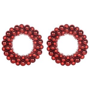 vidaXL Corone di Palline di Natale 2 pz Rosso 33 x 33 x 7 cm