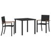 vidaXL Set da Pranzo per Giardino 3 pcs Nero Poly Rattan