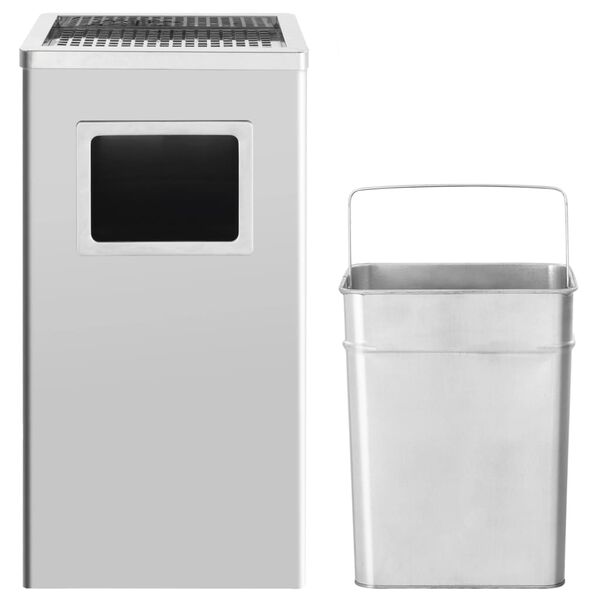 vidaXL Pattumiera con Posacenere da Albergo 45 L Acciaio Inox