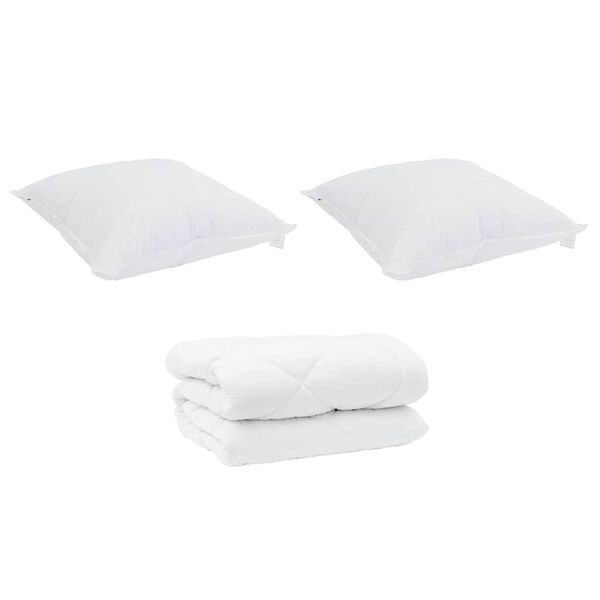 vidaXL Duvet Invernale con cuscino 3 pcs Bianco Microfibra