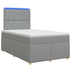 vidaXL Letto box spring con materasso Grigio Chiaro 120 x 190 cm