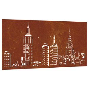 vidaXL Decorazione Muro da Giardino 105x55cm Skyline in Acciaio Corten