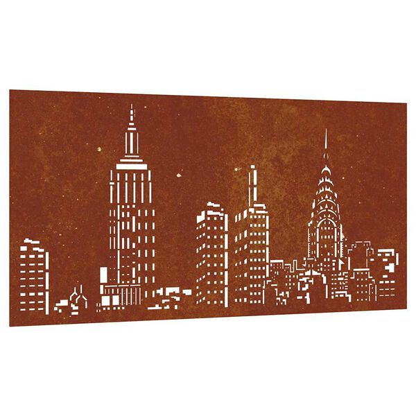 vidaXL Decorazione Muro da Giardino 105x55cm Skyline in Acciaio Corten