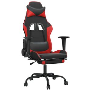 vidaXL Sedia da Gaming con Poggiapiedi Nero e Rosso in Similpelle