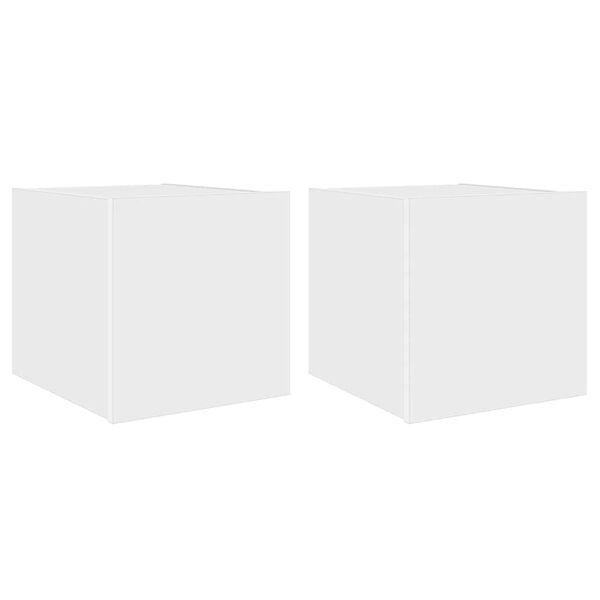 vidaXL Mobili TV a Parete con Luci LED 2pz Bianchi 30,5x35x30 cm