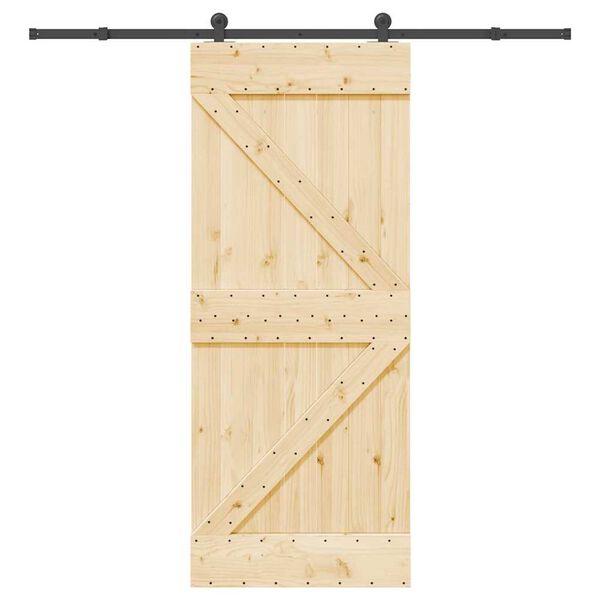 vidaXL Porta Scorrevole con Set Hardware 85x210 cm Legno Massello Pino