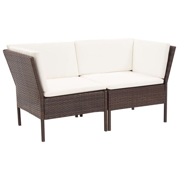 vidaXL Set Divani da Giardino 6 pz con Cuscini in Polyrattan Marrone