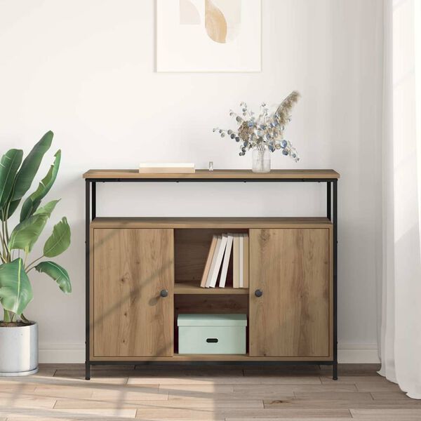 vidaXL Credenza Rovere artigianale 100 x 35 x 80 cm Legno multistrato