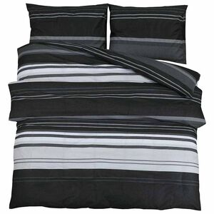 vidaXL 2 pz 260 x 220 cm + 50 x 75 cm 100% Cotton Black Stripes