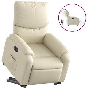 vidaXL Poltrona Alzapersona Reclinabile Crema in Similpelle