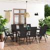 vidaXL Set da Pranzo da Giardino 9 pz Nero