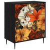 vidaXL Cassettiera GENNEP stampa a gigli 66 x 36,5 x 76 cm Rovere Nero