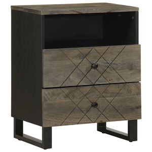 vidaXL Comodino Nero 50x33x62 cm in Legno Massello di Mango
