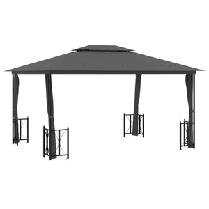 vidaXL Gazebo con Teli Laterali e Doppio Tetto 3x4 m Antracite