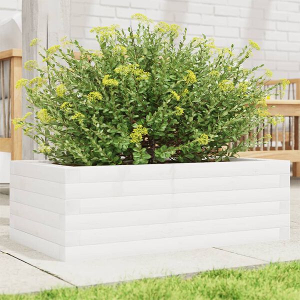 vidaXL Fioriera da Giardino Bianca 70x40x23 cm Legno Massello di Pino