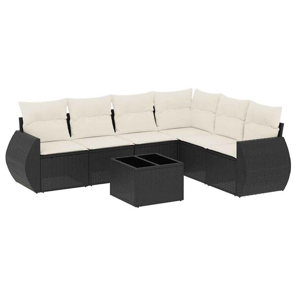 vidaXL Set Divani da Giardino con Cuscini 7pz Nero Polyrattan