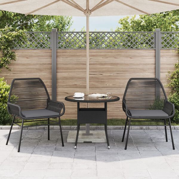 vidaXL Sedie da Giardino con Cuscini 2 pz Nere in Polyrattan