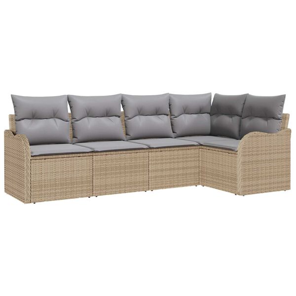 vidaXL Set Divano da Giardino Beige polyrattan