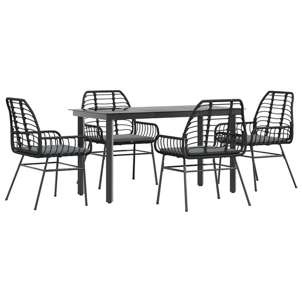 vidaXL Set da Pranzo da Giardino con Cuscini 5 pz Polyrattan Vetro