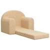 vidaXL Divano Letto per Bambini Crema in Morbido Peluche